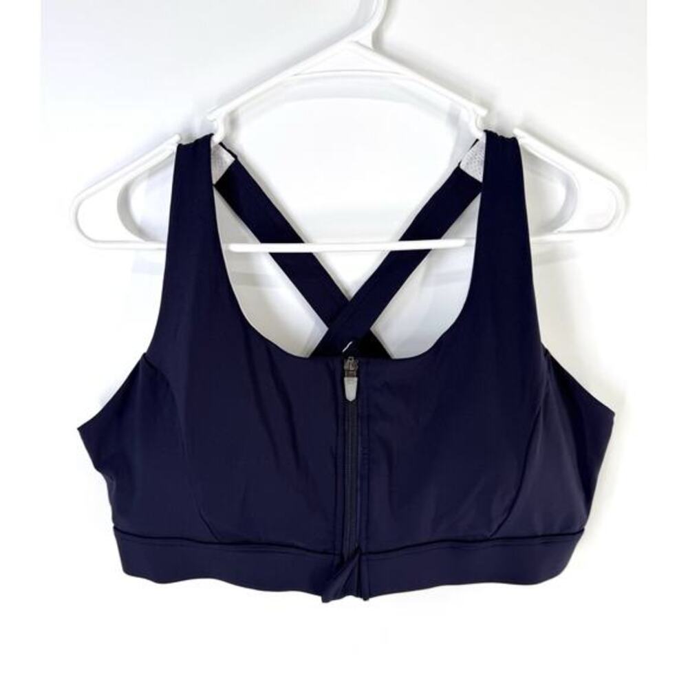 Cordaw Womens Blue Front Zip Athletic Sports Bra Size 3XL Racerback High Support
